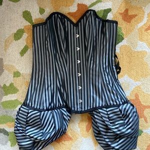 Gray and black striped corset